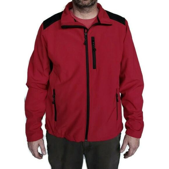 BLACK DIAMOND fleece lined full zip mock neck soft shell jacket red black Sz XL - Picture 1 of 9